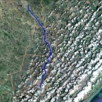 Reprodução do traçado do gasoduto Penedo-Arapiraca. Base de dados cartográficos da Algás