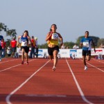 Alagoana Bruna Jéssica, da Cerâmica Capelli, ganha medalha de ouro na prova de atletismo de 100 metros