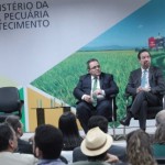 Presidente do BNB, Romildo Rolim, presidente da Embrapa, Celso Moretti, e ministra da Agricultura, Tereza Cristina